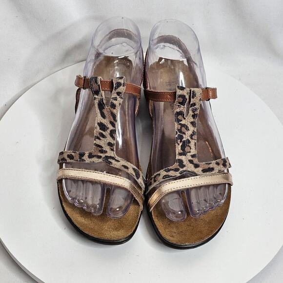 NAOT Judith Sandals Women's Size 6/37 Cheetah Print Suede Strappy Casual Leather - Picture 3 of 8